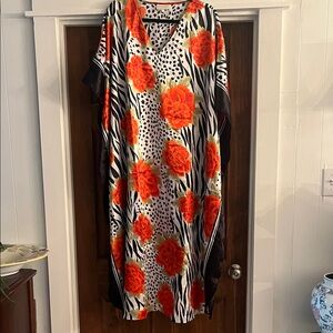 Bobbie Brooks Orange Floral & Zebra-Print Maxi Dress